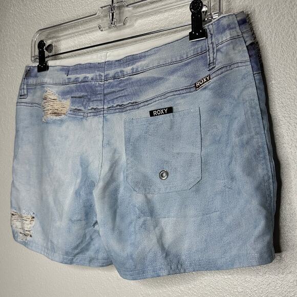 Roxy Estilo Faux Distressed Bue Jean Print On Poly Shorts 7 - Picture 5 of 11